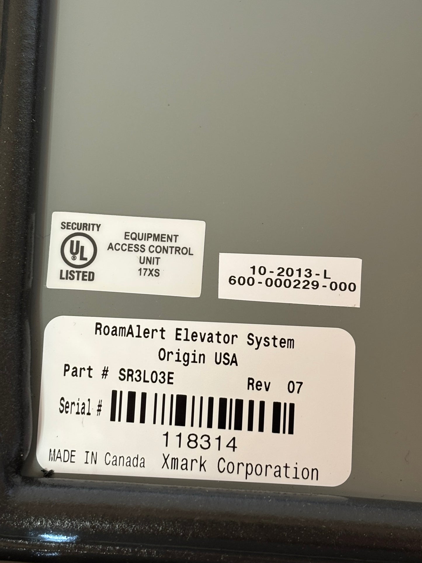 Roam Alert SR3L03E 5412 Healthcare Elevator Control System Cabinet Full Setup Kit
