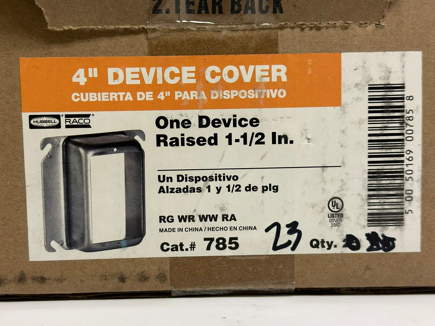 23 PK RACO 785 1-Gang 4" Mud Ring, 1-1/2" Raised, Steel, for Electrical Boxes