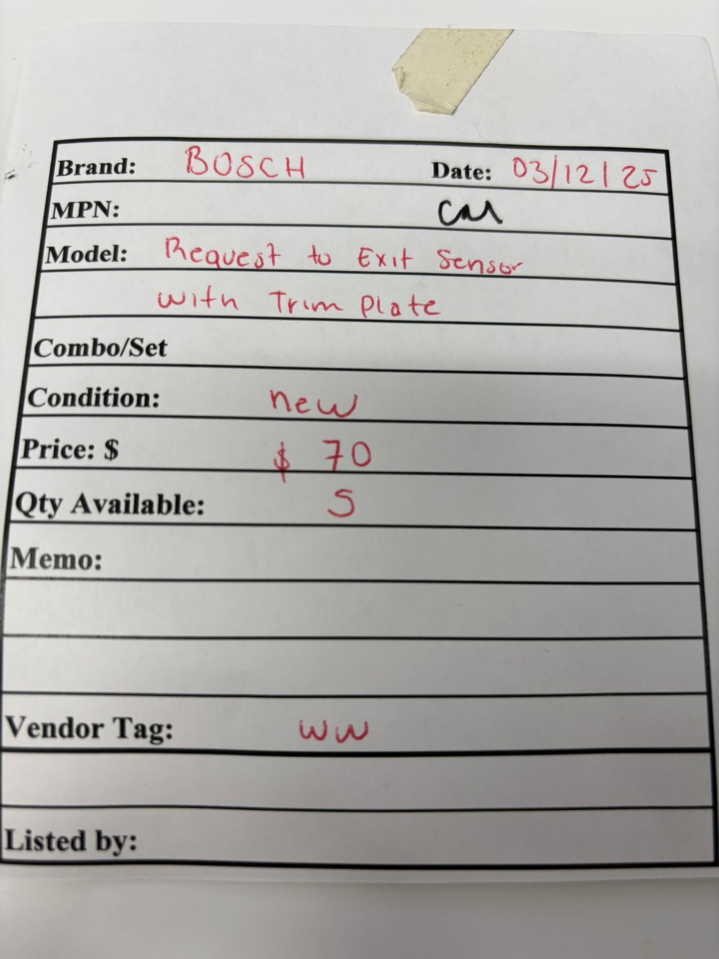 Bosch DS150I Infrared Access Control Request-to-exit Sensor
