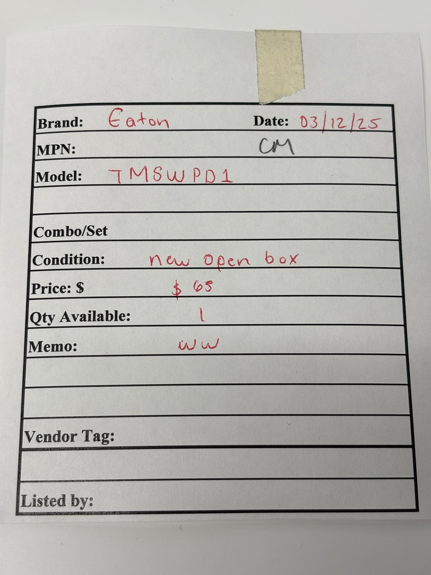 Eaton WCL Tile Sensor System TMSWPD1 WCL