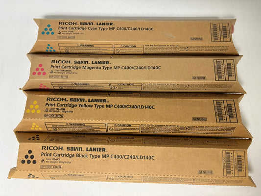 4 OEM Ricoh Aficio MP C300,MP C401,MP C401SR CMYK Toner 841725,26,27,24