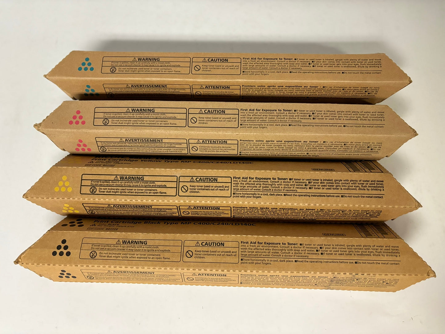 4 OEM Ricoh Aficio MP C300,MP C401,MP C401SR CMYK Toner 841725,26,27,24