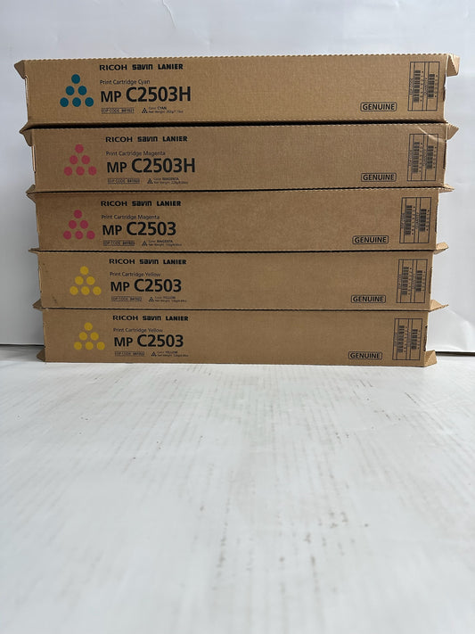 5 OEM Ricoh MPC2503, C2503H CMMYY Toners 841920,841921,841922,841923 (No Black)
