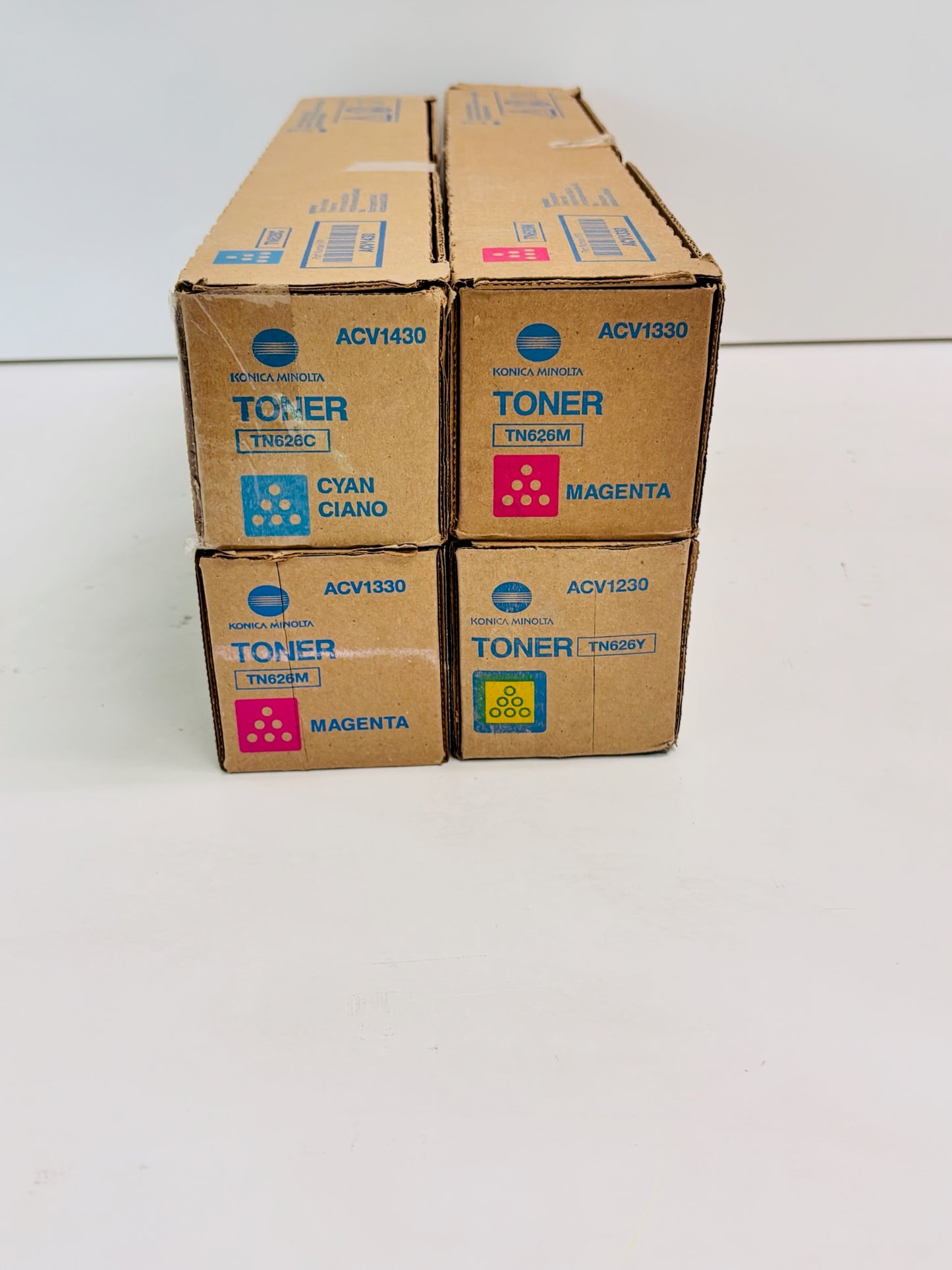 4 Cos OEM Konica Bizhub C450i, C650i Cyan, Magenta, Yellow Toners TN626 CMMY