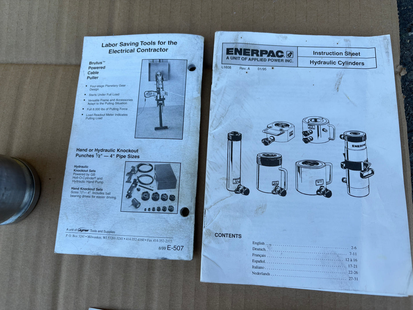 Enerpac Model STB-101 One Shot Manual Hydraulic Pipe Bender 1/2" to 2"