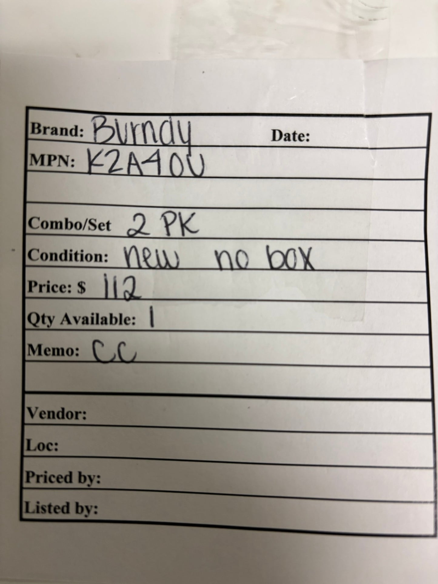 2 PK Burndy K2A40U Dual-Rated 2-Conductor Lug – 300–800 MCM, 5/8" Stud