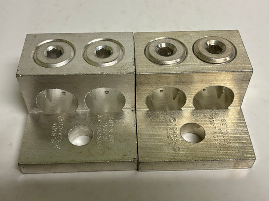 2 PK Burndy K2A40U Dual-Rated 2-Conductor Lug – 300–800 MCM, 5/8" Stud