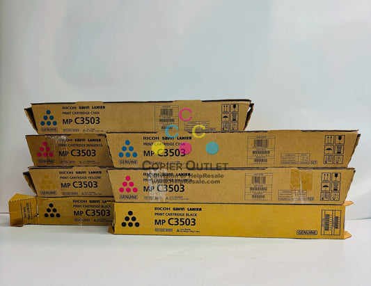 8 Cosmetic OEM Ricoh MPC3503,C3003,C3504 CCMMYYKK Toners 841813, 841814, 15, 16