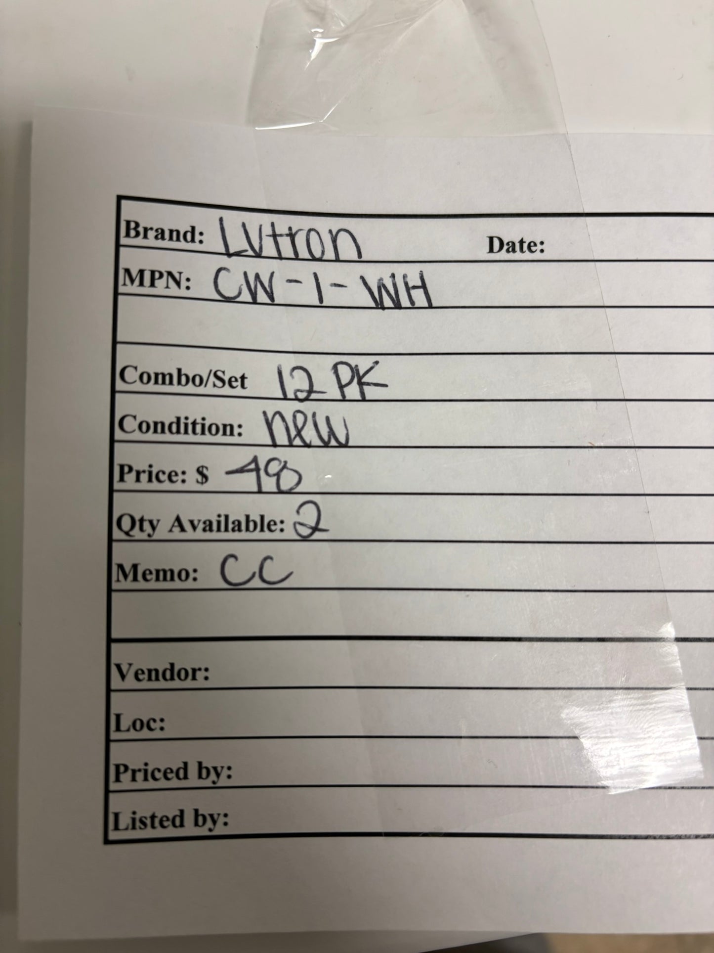 12 PK Lutron CW-1-WH Claro Screwless 1-Gang Wall Plate – Gloss White