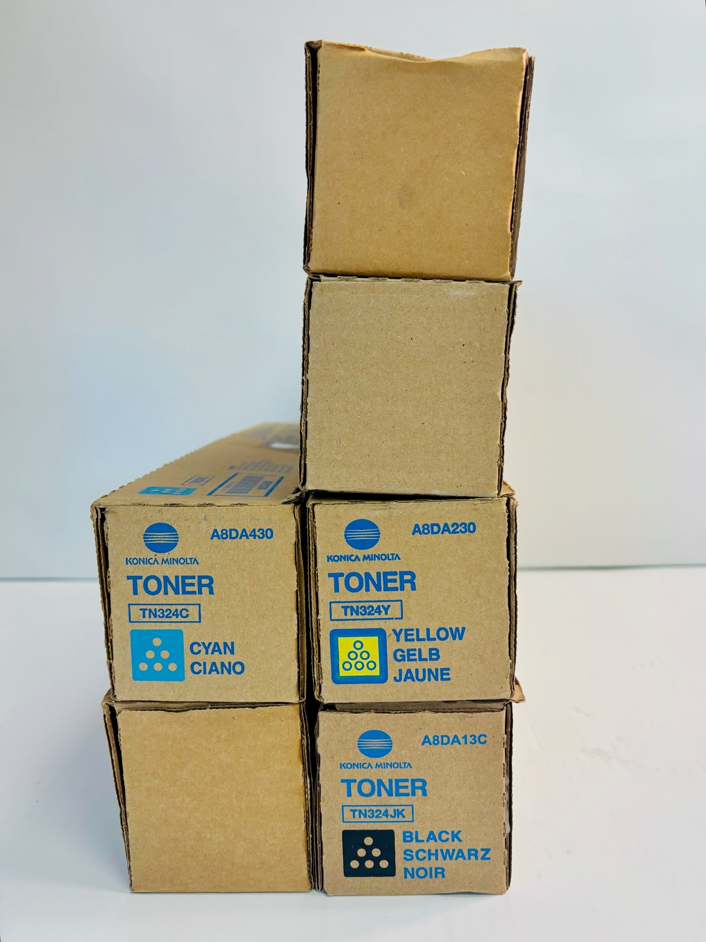 6 Genuine Konica Minolta Bizhub C258,C308,C368 CCMYYK Toners TN324