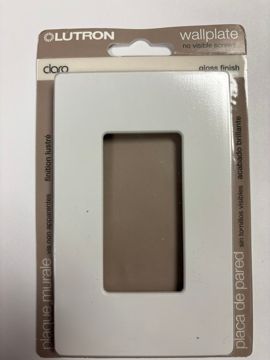 12 PK Lutron CW-1-WH Claro Screwless 1-Gang Wall Plate – Gloss White