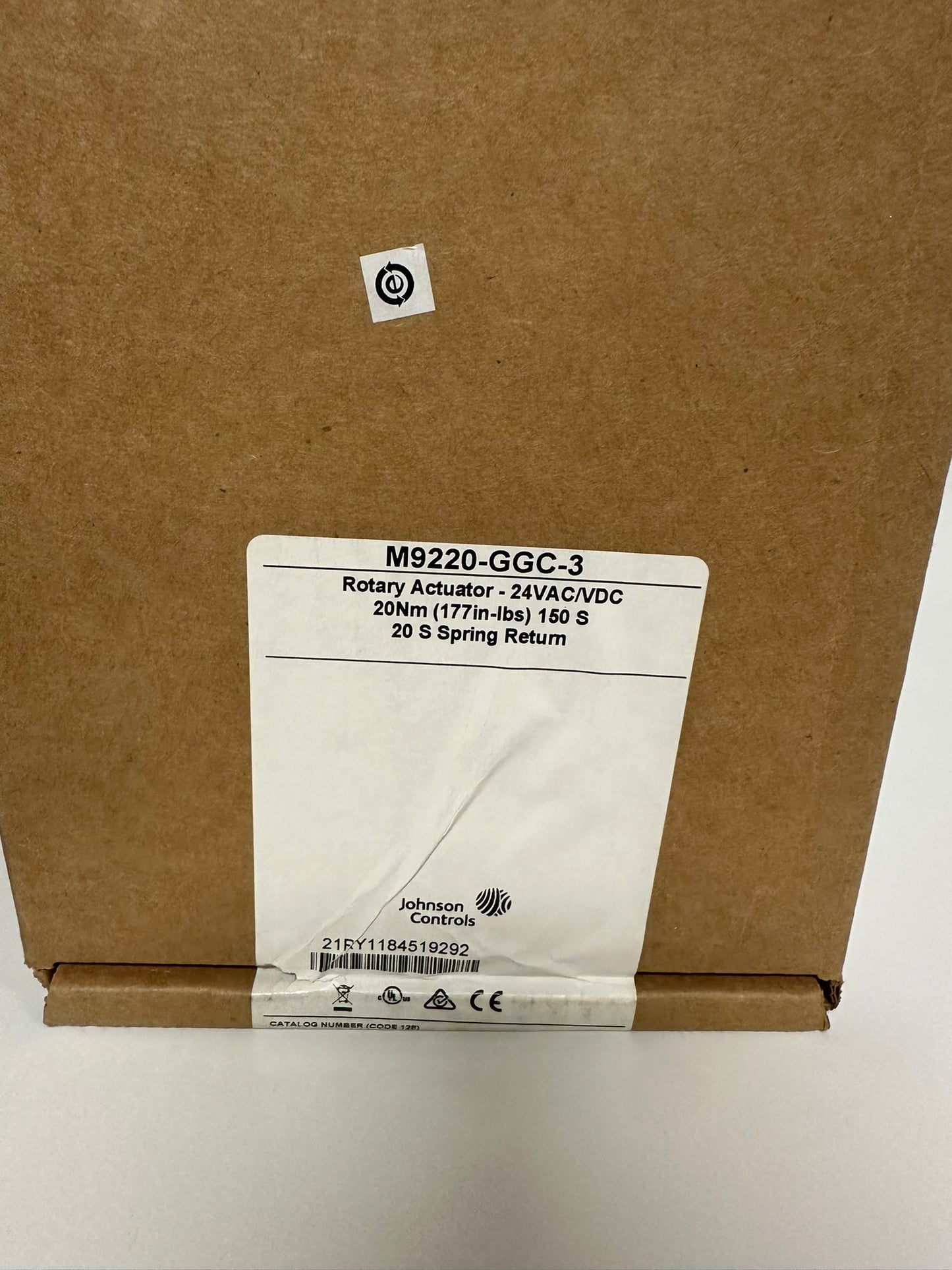 Johnson Controls M9220-GGC-3 Rotary Actuator - 24VAC/VDC 20Nm (177in-Ibs) 150 S 20 S