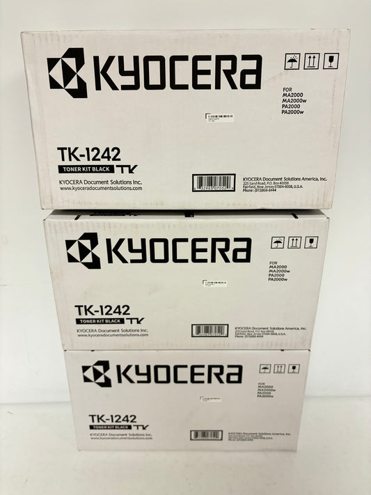 3 New OEM Kyocera ECOSYS MA2000w, PA2000w Black Toners TK-1242,1T02Y80UX0001