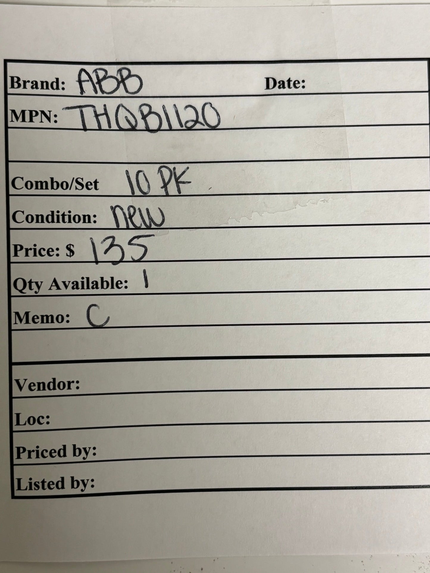 10 PK ABB THQB1120 20A Single-Pole Bolt-On Circuit Breaker – Q-Line Series
