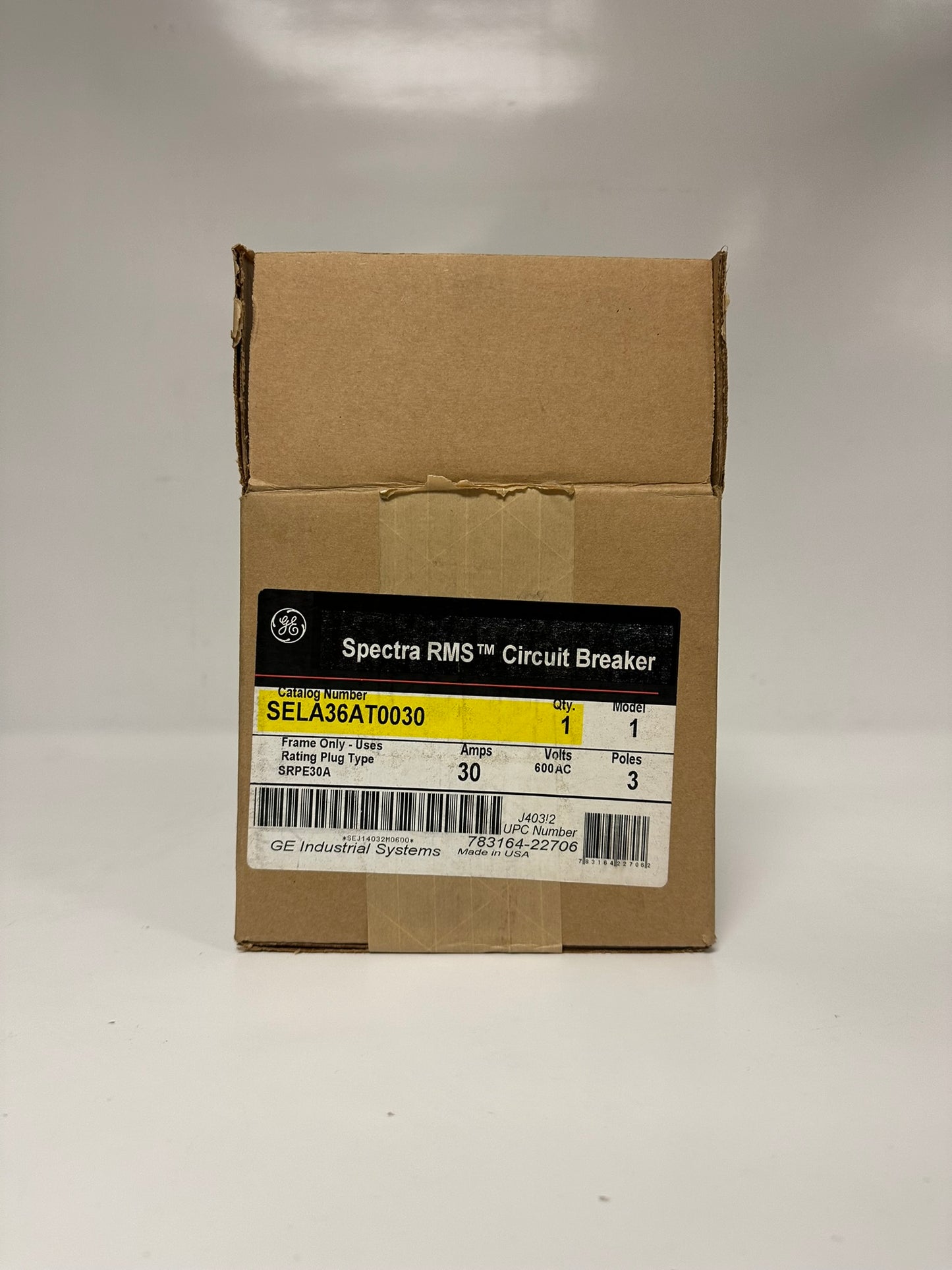 GE Spectra RMS SELA36AT0030 3-Pole Circuit Breaker Frame Only,  30 AMP-600 VAC