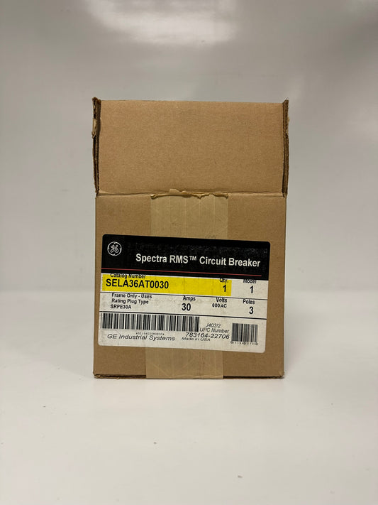 GE Spectra RMS SELA36AT0030 3-Pole Circuit Breaker Frame Only,  30 AMP-600 VAC
