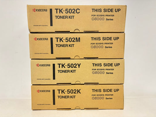 4 OEM Kyocera C5000 Series TK-502 CMYK Toner Cart. 370PD5KM001,4KM,3KM,0KM