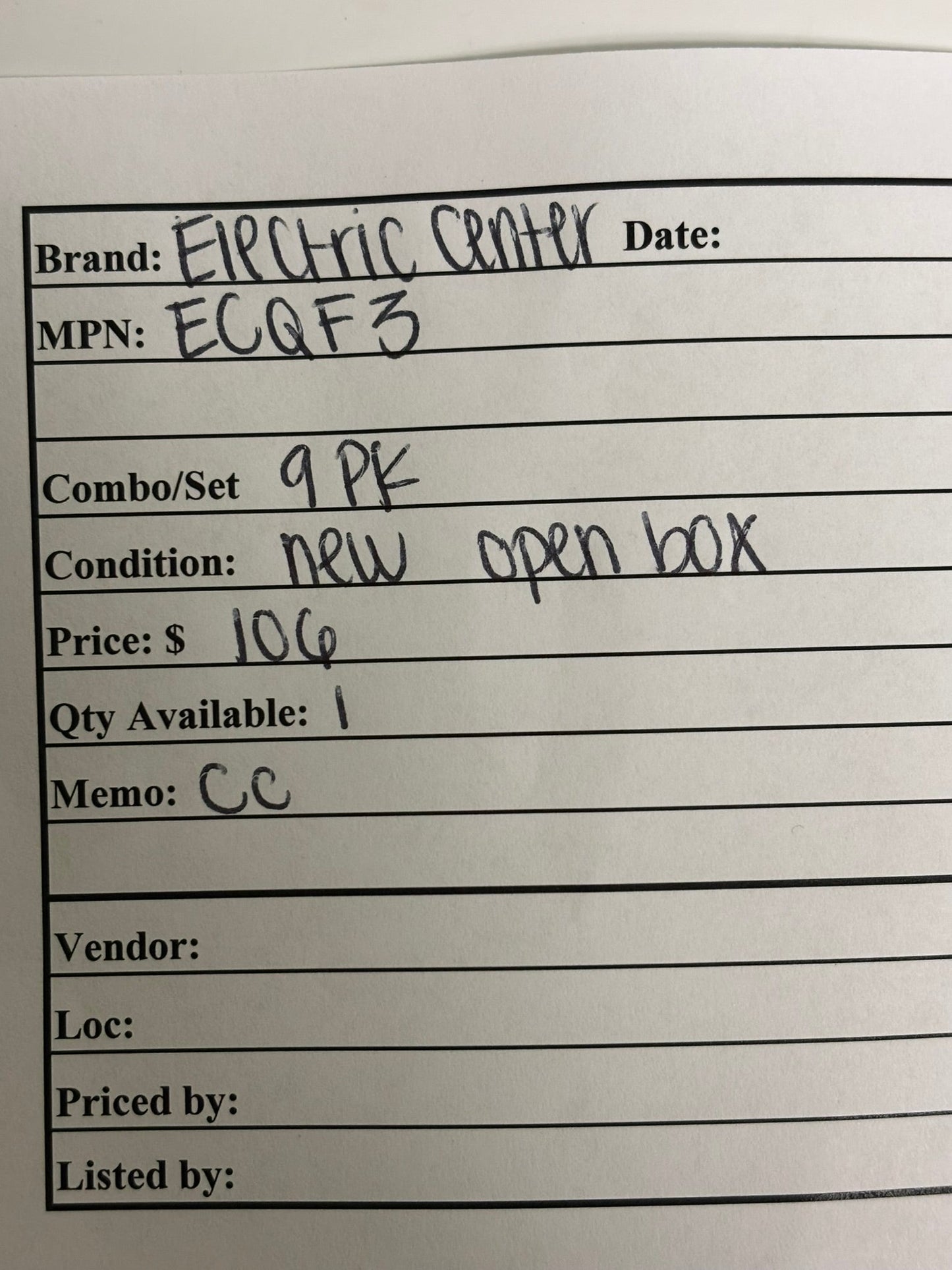 9 PK Electric Center ECQF3 Filler Plate – Compatible with Siemens Load Centers