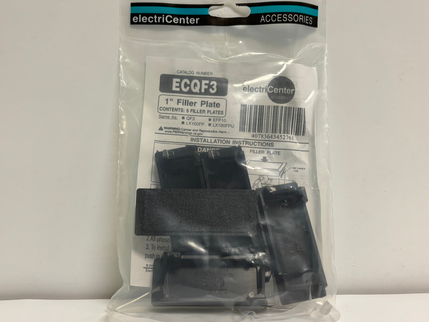 9 PK Electric Center ECQF3 Filler Plate – Compatible with Siemens Load Centers