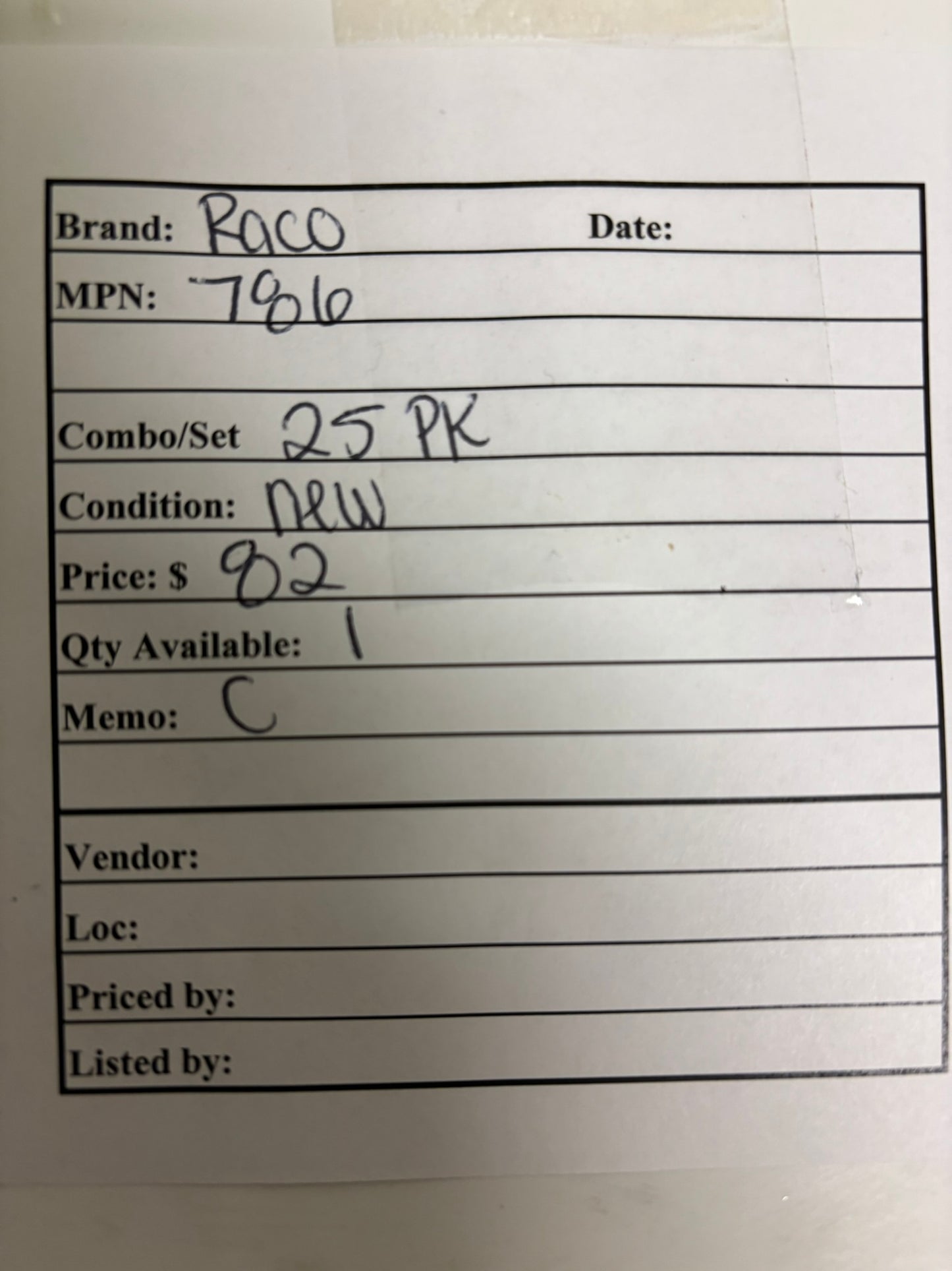 25 PK RACO 786 4" Square Raised Mud Ring – 2" Device Mounting Bracket