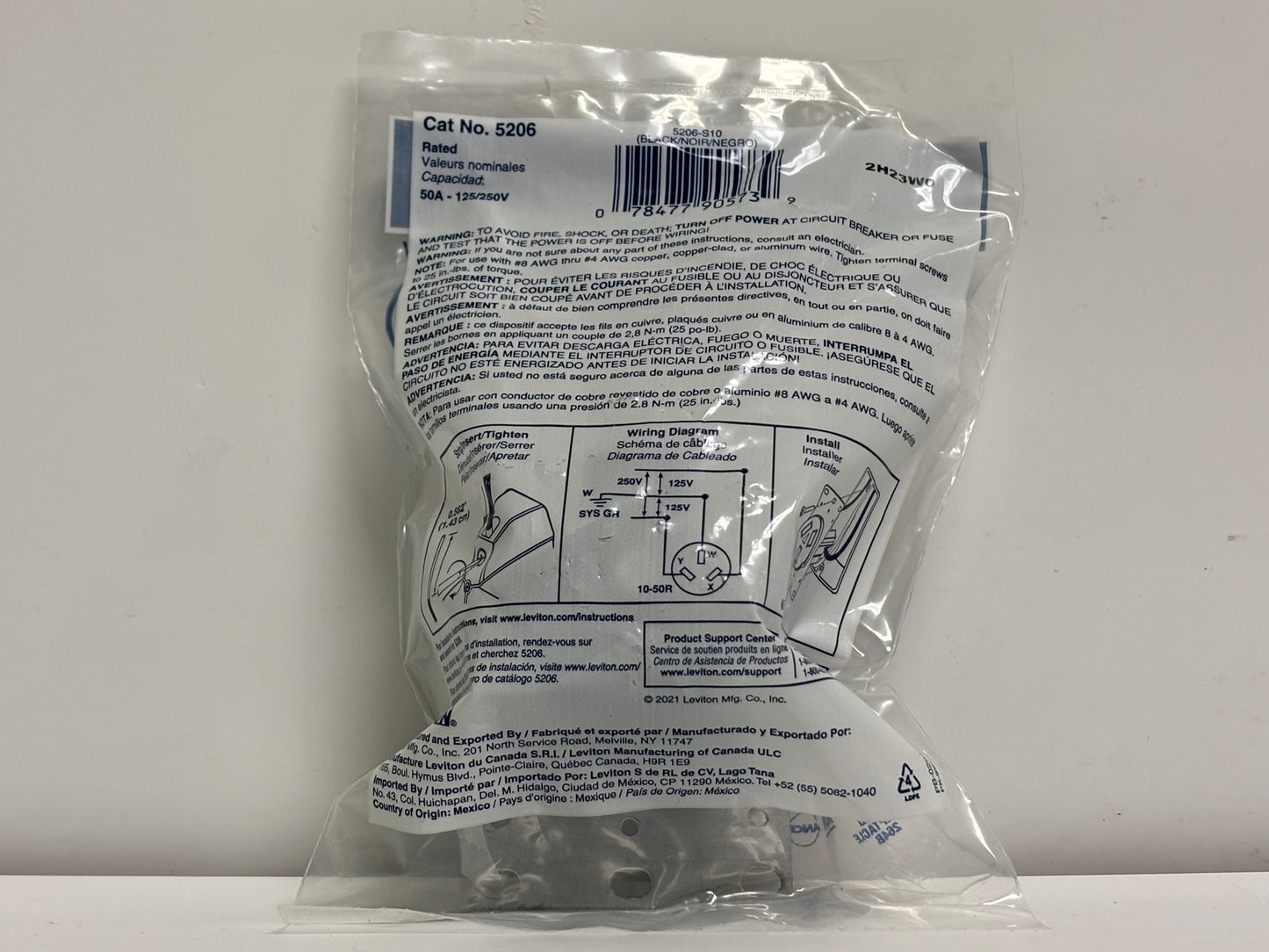 20 PK Leviton 5206-S10 50A 125/250V Flush Mount Receptacle – NEMA 10-50R