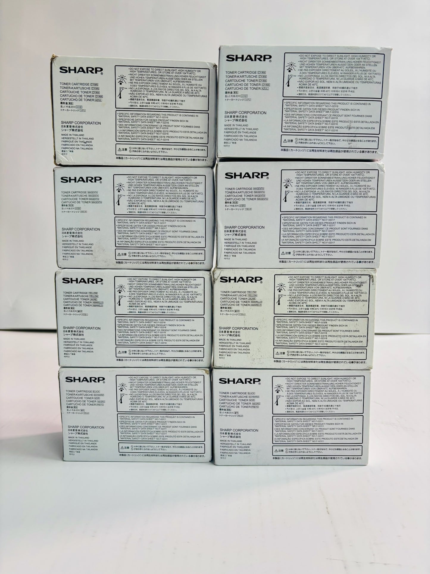 8 Genuine Sharp MX-C250,C300P Cyan Magenta Yellow Black Toners MX-C30NT CMYK