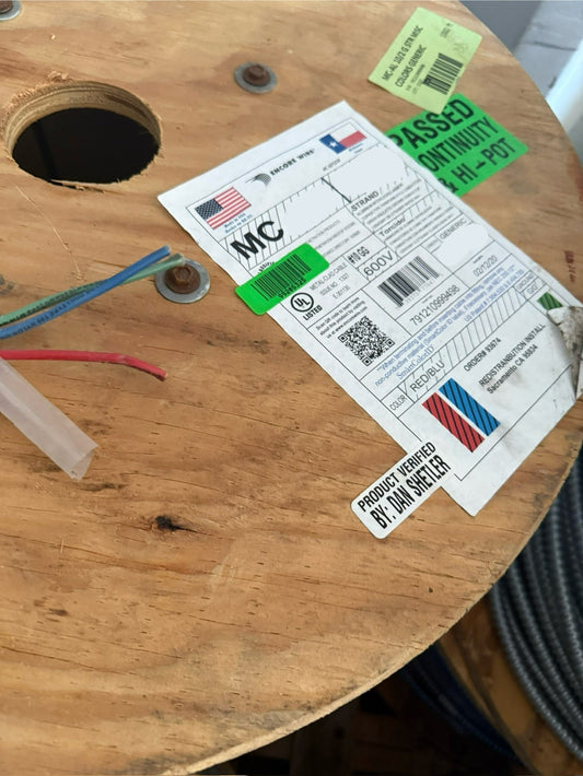 Steel MC-Cable 10/2 Stranded Copper-Red, Blue Conductors (1000')