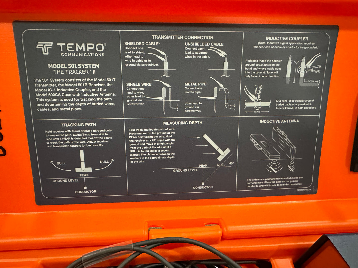 Tempo Communications 501 Tracker II Underground Cable and Wire Locator