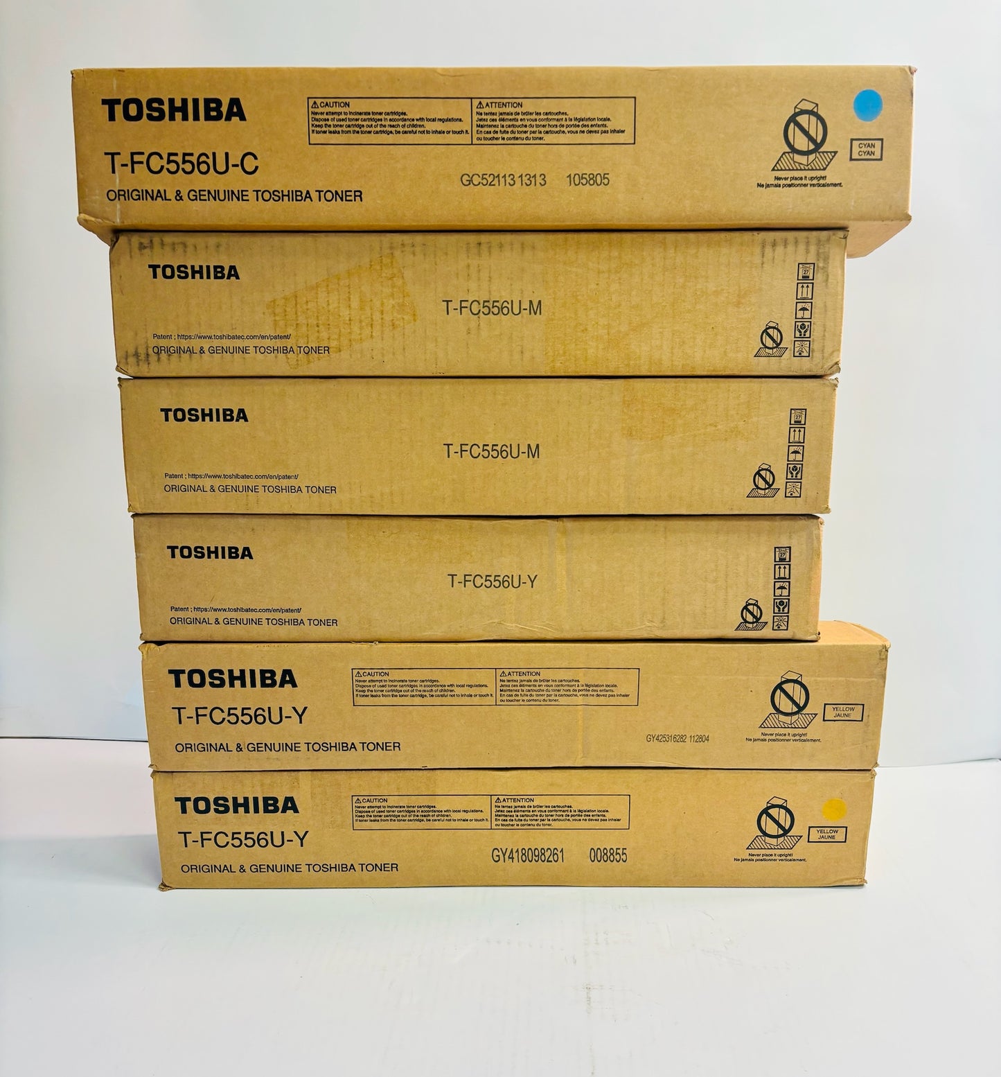 6 OEM Toshiba es5506AC,6506AC,7506AC Cyan,Mag. & Yellow Toners T-FC556U CMMYYY