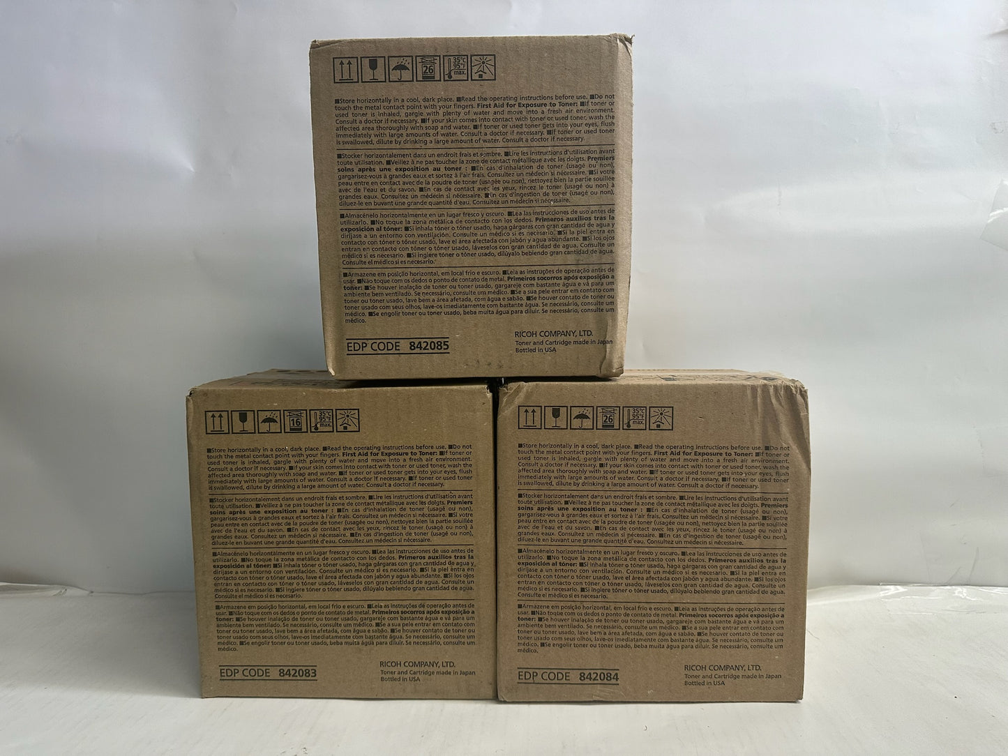 3 Genuine Ricoh MPC6502SP, MPC8002SP MYK Toners 842083,842084,842085 (No Cyan)