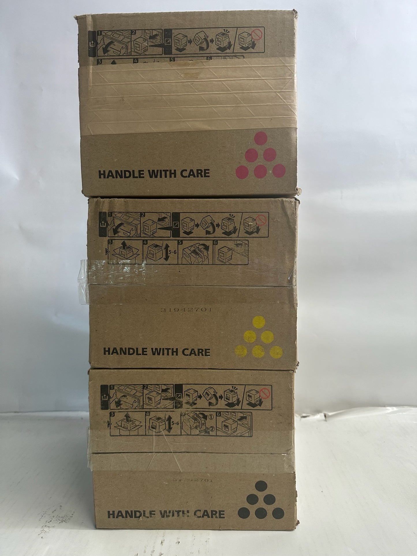 3 Genuine Ricoh MPC6502SP, MPC8002SP MYK Toners 842083,842084,842085 (No Cyan)