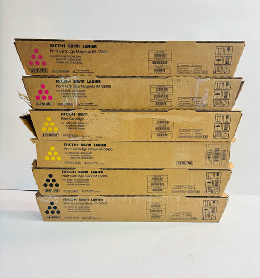 6 OEM Ricoh IM C4500,C6000 Magenta,Yellow & Black Toners 842279,842280,842281