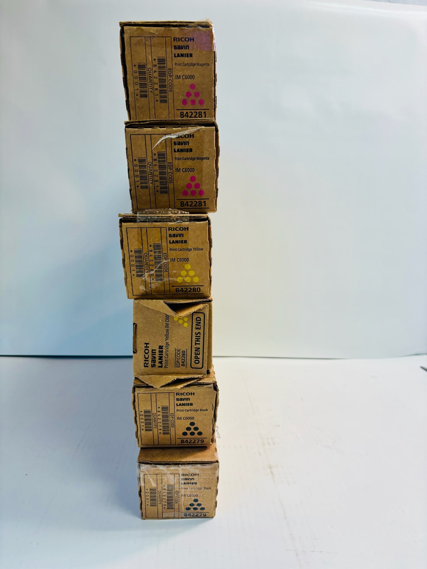 6 OEM Ricoh IM C4500,C6000 Magenta,Yellow & Black Toners 842279,842280,842281