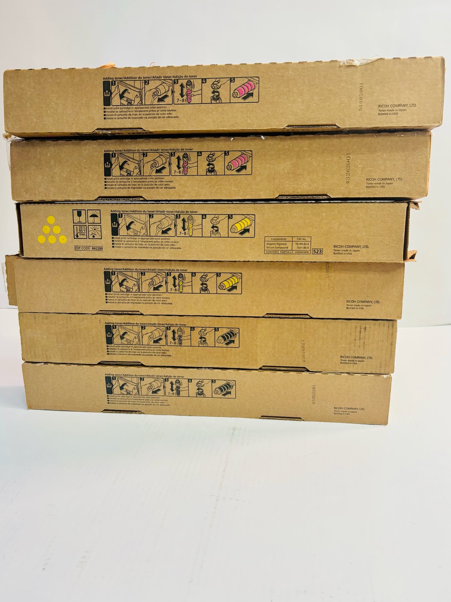 6 OEM Ricoh IM C4500,C6000 Magenta,Yellow & Black Toners 842279,842280,842281