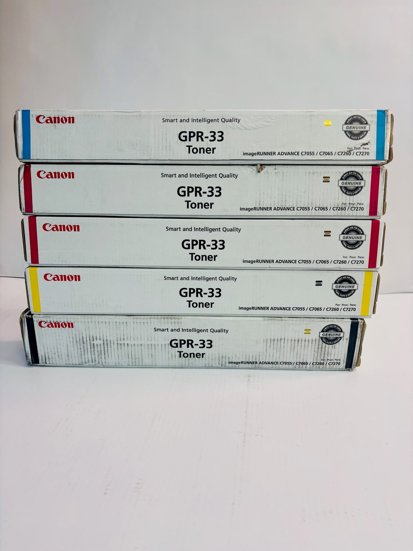 5 OEM Canon iRA C7055, C7065 Cyan,Magenta,Yellow Black Toner GPR-33, GPR33 CMYK