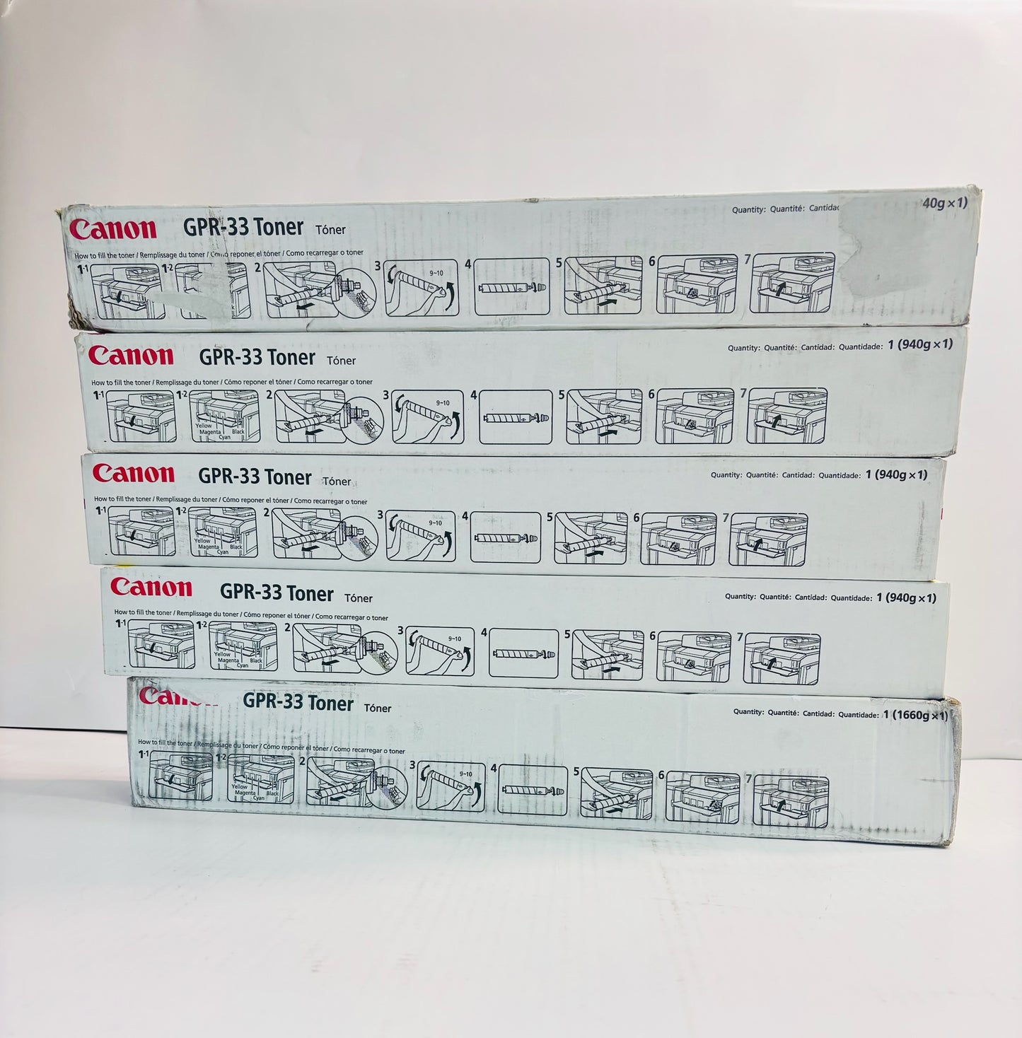 5 OEM Canon iRA C7055, C7065 Cyan,Magenta,Yellow Black Toner GPR-33, GPR33 CMYK