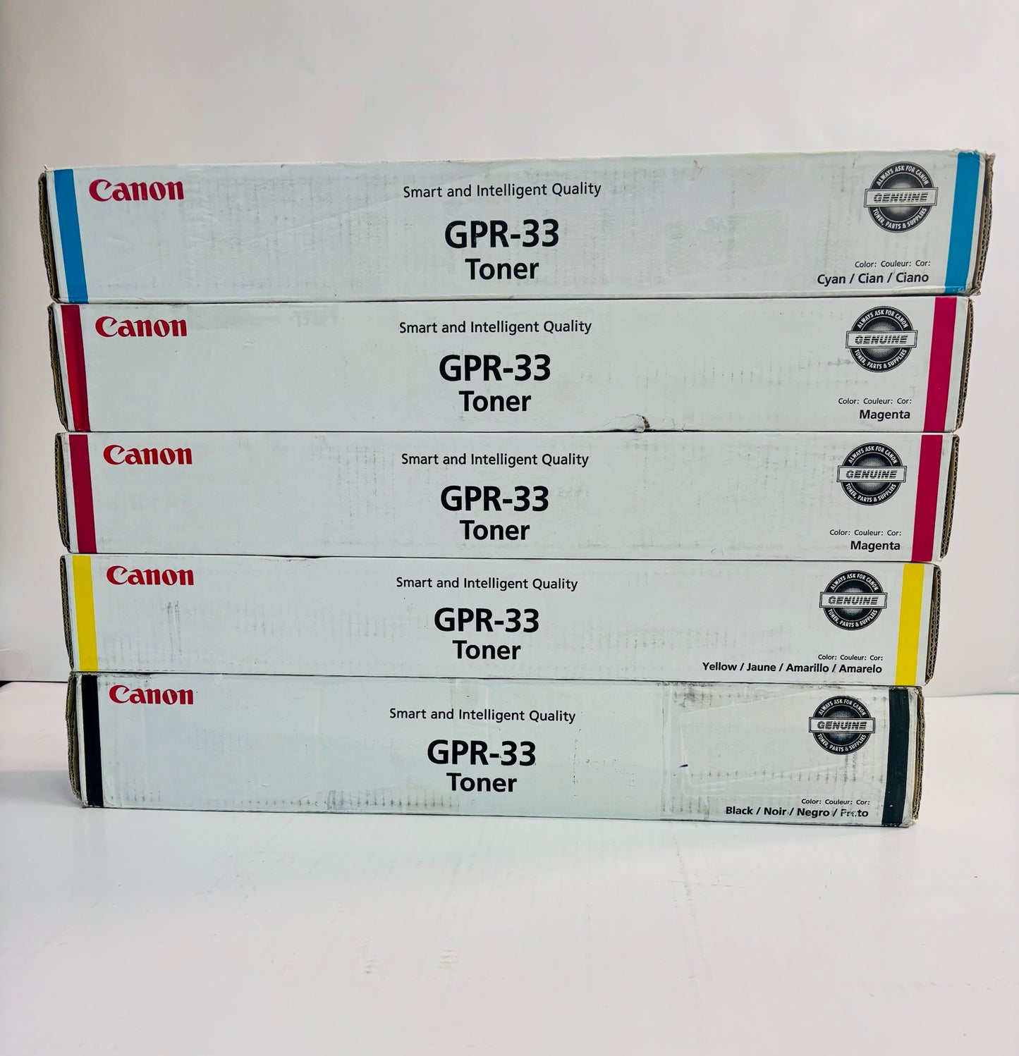 5 OEM Canon iRA C7055, C7065 Cyan,Magenta,Yellow Black Toner GPR-33, GPR33 CMYK