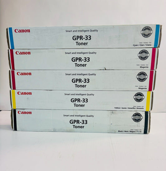 5 OEM Canon iRA C7055, C7065 Cyan,Magenta,Yellow Black Toner GPR-33, GPR33 CMYK