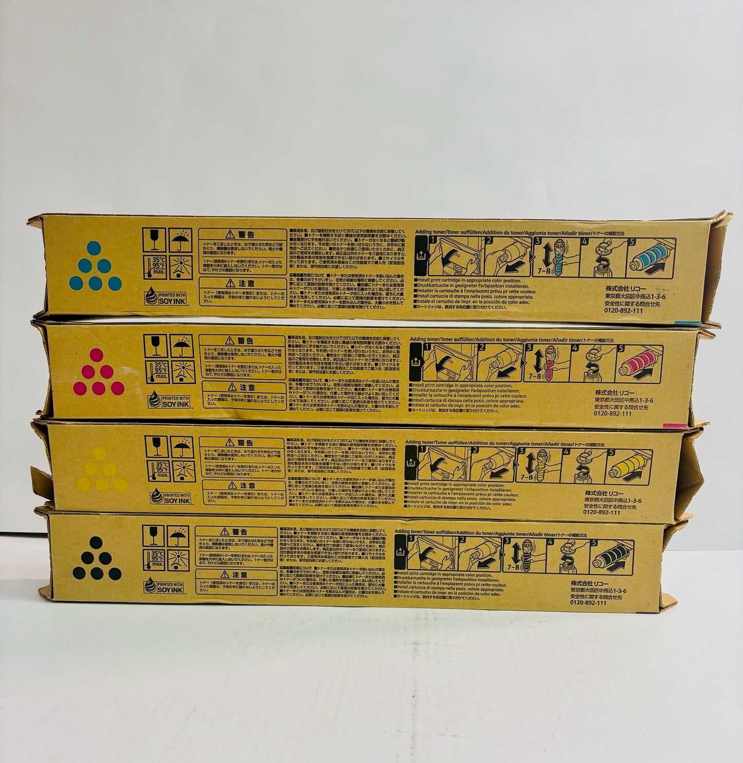 4 OEM Ricoh IM C4500,IM C6000 Cyan, Mag, Yellow & Blk Toner 842287,88,89,90 CMYK
