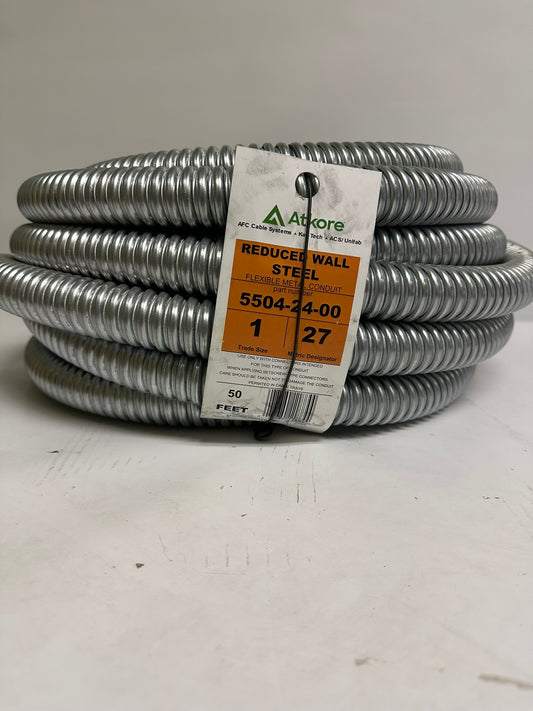 Atkore AFC Cable Systems 5504-24-00 1" Reduced Wall Flexible Steel Conduit – 50ft Coil