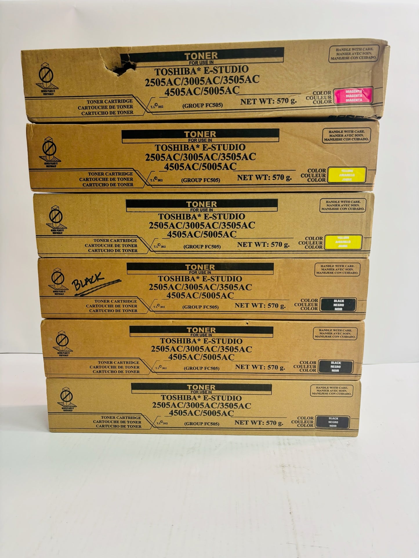 6 Unbranded e-STUDIO 2505AC,3005AC Magenta,Yellow, & Black Toner T-FC505U-MYK