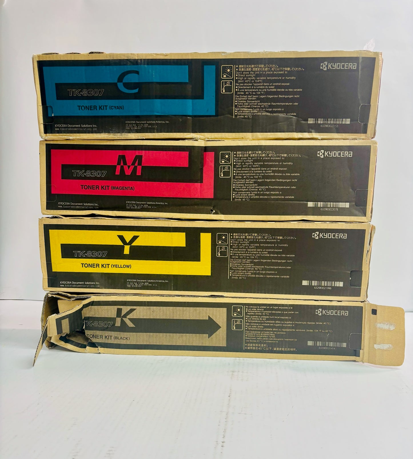 4 Open OEM Kyocera TASKalfa 3050ci,3051ci Cyan,Mag,Yel & Blk Toners TK-8307 CMYK