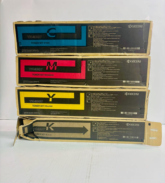 4 Open OEM Kyocera TASKalfa 3050ci,3051ci Cyan,Mag,Yel & Blk Toners TK-8307 CMYK