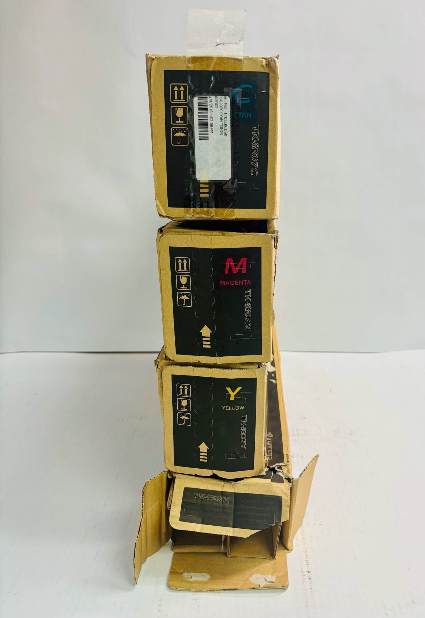 4 Open OEM Kyocera TASKalfa 3050ci,3051ci Cyan,Mag,Yel & Blk Toners TK-8307 CMYK