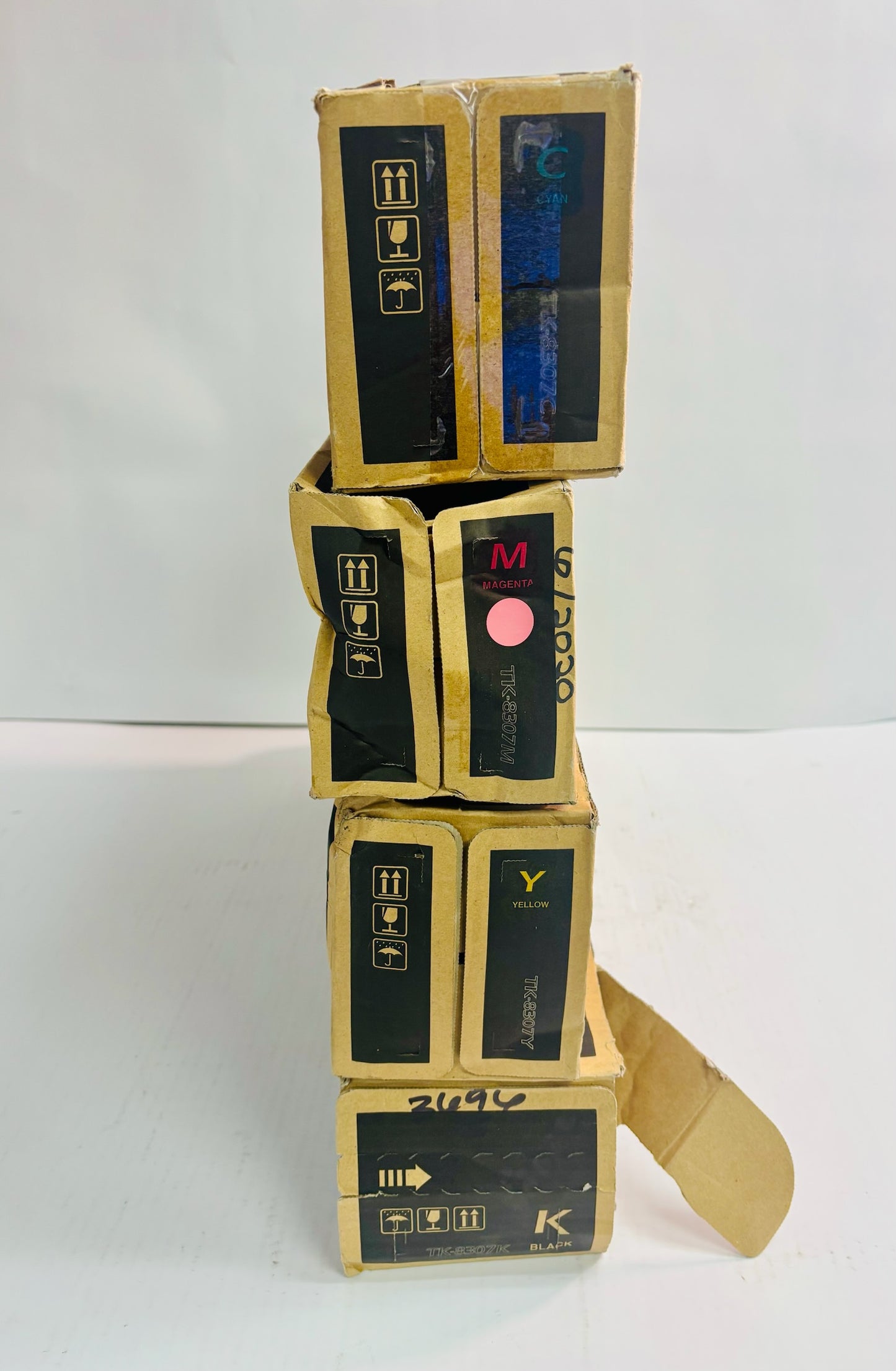 4 Open OEM Kyocera TASKalfa 3050ci,3051ci Cyan,Mag,Yel & Blk Toners TK-8307 CMYK
