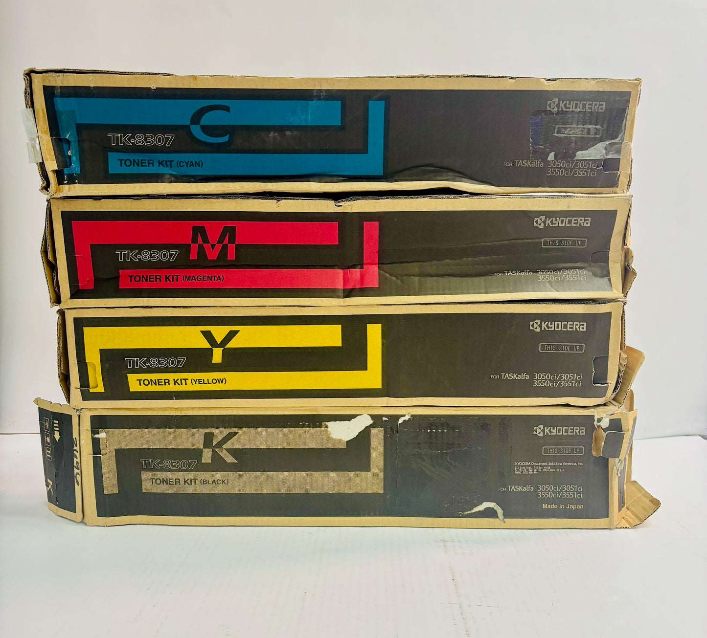 4 Open OEM Kyocera TASKalfa 3050ci,3051ci Cyan,Mag,Yel & Blk Toners TK-8307 CMYK