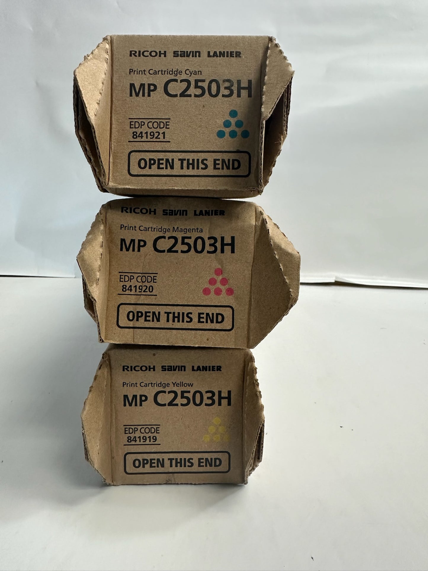 3 Genuine Ricoh MP C2503H,C2003,C2004 CMY Toners 841919,84120,84121 (No Black)