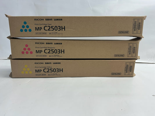 3 Genuine Ricoh MP C2503H,C2003,C2004 CMY Toners 841919,84120,84121 (No Black)
