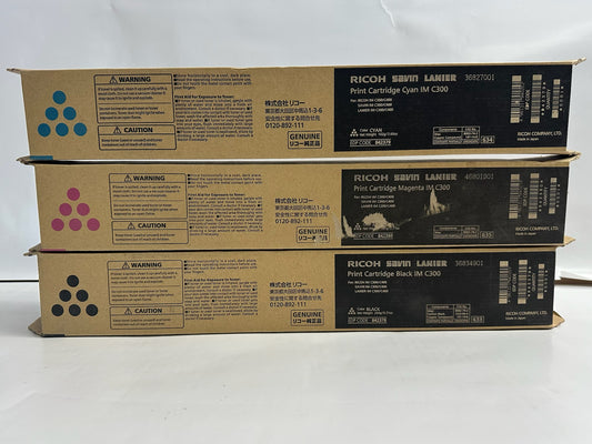 3 New Genuine Ricoh IM C300, C400 CMK Toners 842378,842379,842380 (No Yellow)