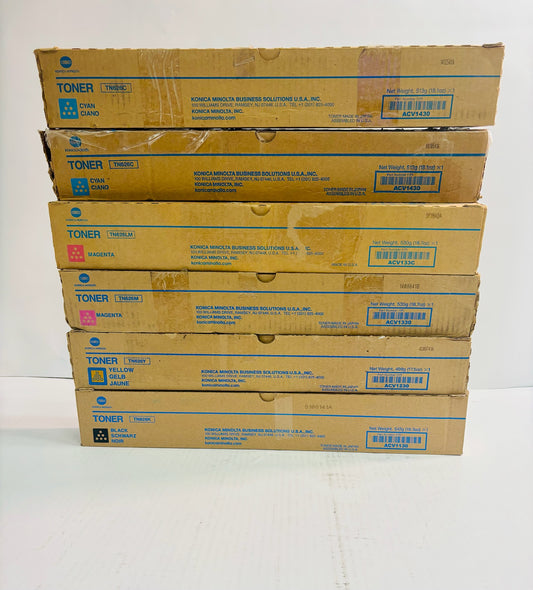 6 Genuine Konica BH C450i,C550i,C650i Cyan, Mag, Yellow & Black Toner TN626 CMYK